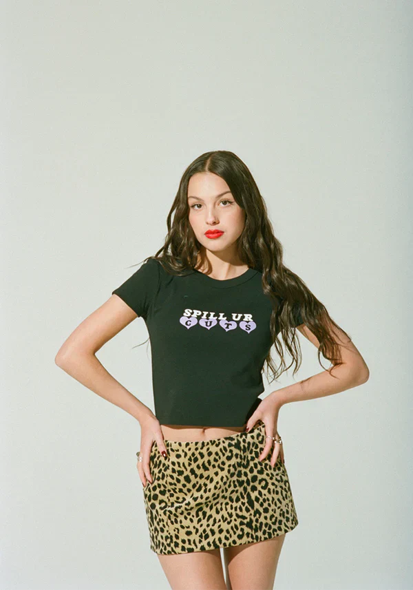spill ur GUTS crop t-shirt in black - Alternate View