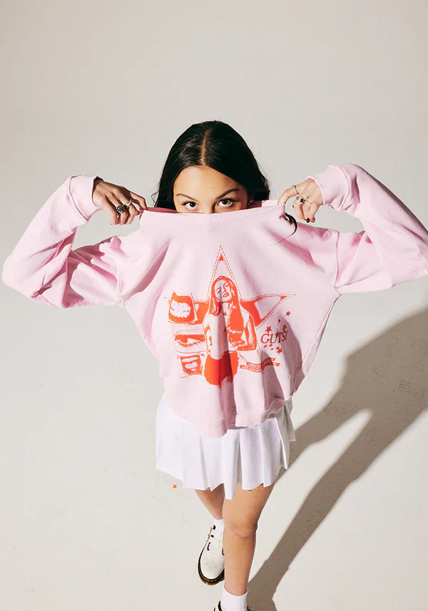 GUTS world tour crewneck pullover in pink - Alternate View