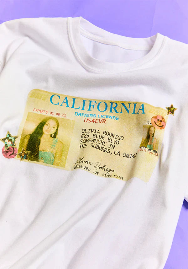 driver's license t-shirt in white - Alternate View