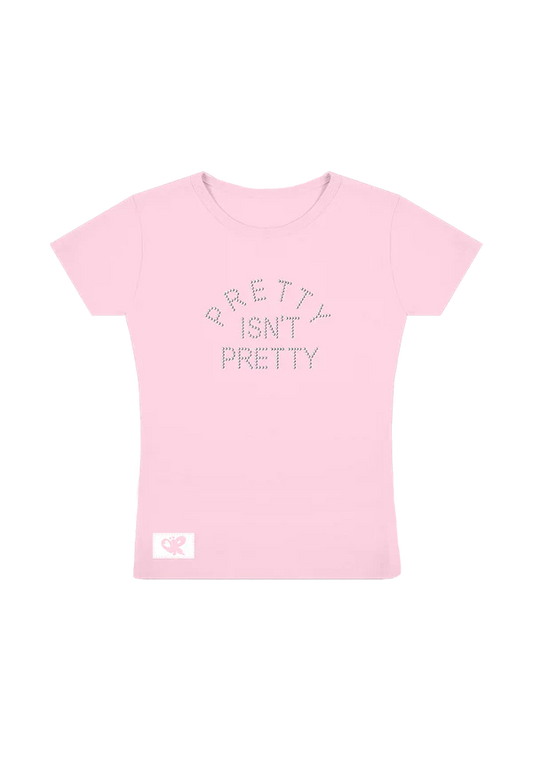 pretty isn't pretty rhinestone t-shirt